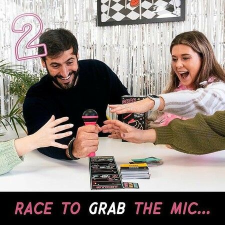 Grab The Mic Karaoke Card Game Exciting Grab The Mic,Karaoke Board Game with 250 Cards for Fun Family Hilarious Games Night,Birthday Party,Music Lover