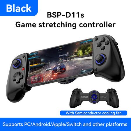 Black BSP-D11S Game Controller with Stretching And Semiconductor Cooling Fan Compatible with PC Android Apple Switch And Other Platforms