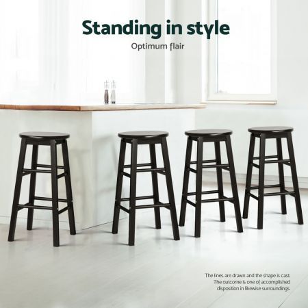 Artiss 4x Bar Stools Round Chairs Wooden Black