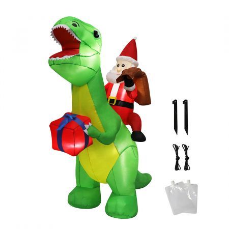 Christmas Inflatables Outdoor Santa Claus Riding Dinosaur Lights D?cor