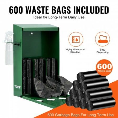 Dog Waste Station Bag Dispenser with 600 Bags Lockable Dog Poop Bag Holder
