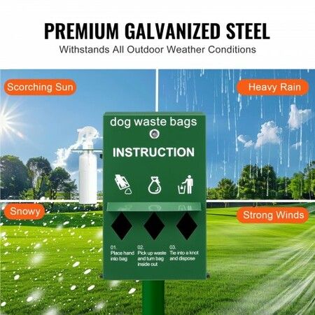 Dog Waste Station Bag Dispenser with 600 Bags Lockable Dog Poop Bag Holder