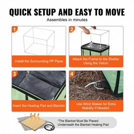 Elevated Heated Cat House Cuboid Kitty Shelter with Heated Pad Green (S)