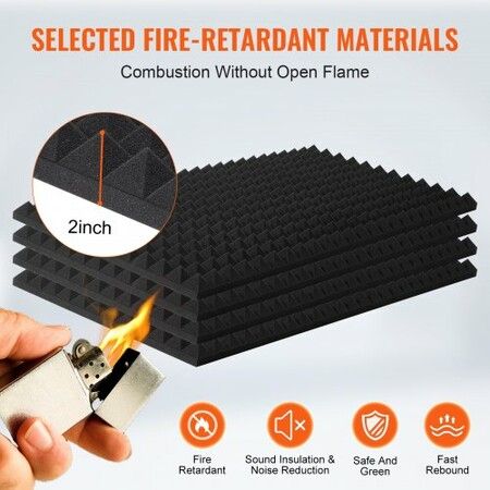 Acoustic Foam Panels 4 Pack 48 x 24 x 2 in for Studio Wall and Ceiling