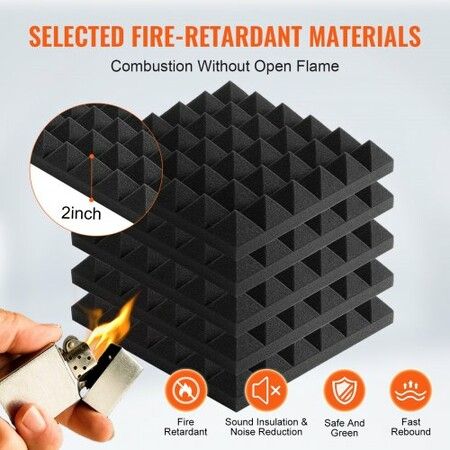 Acoustic Foam Panels 36 Pack 12 x 12 x 2 in for Studio Wall and Ceiling