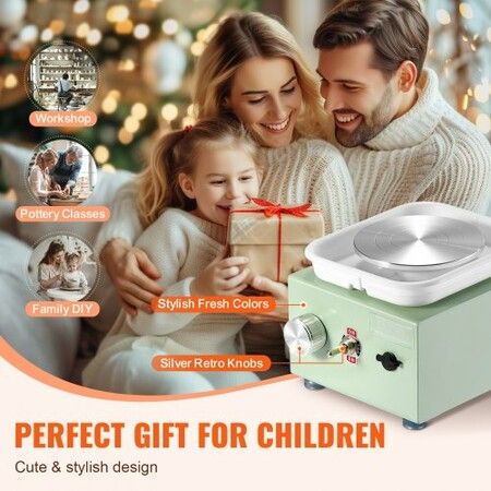 Mini Pottery Wheel Electric Ceramic Wheel Machine 0-320RPM Speed Green