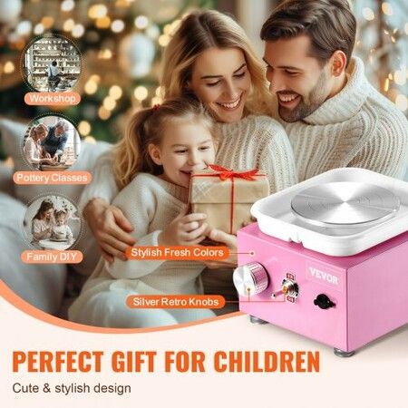 Mini Pottery Wheel Electric Ceramic Wheel Machine 0-320RPM Speed Pink