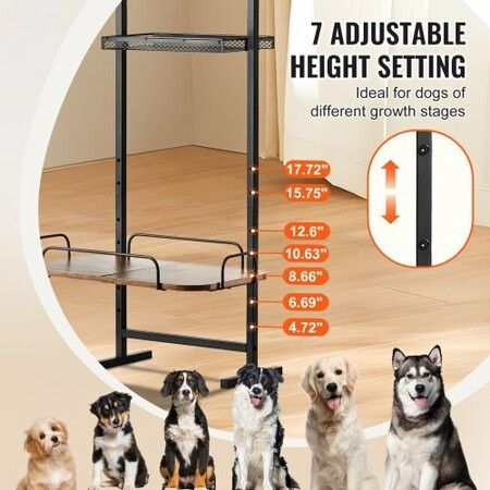 Pet Feeding Station with Storage Dog Food & Toy Organizer Raised Dog Bowls