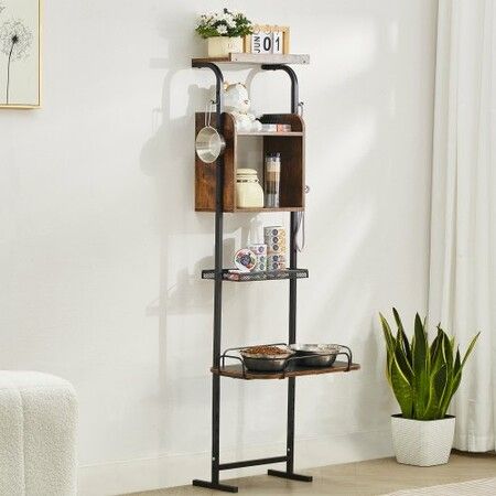 Pet Feeding Station with Storage Dog Food & Toy Organizer Raised Dog Bowls