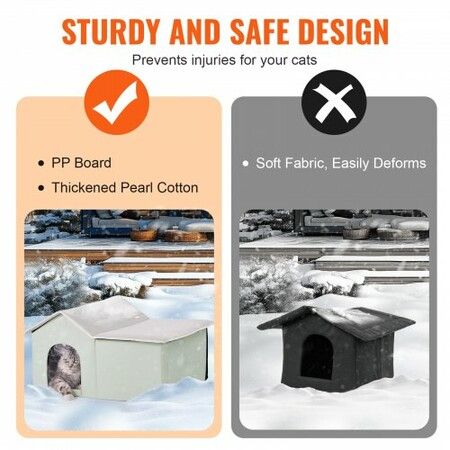 Heated Cat House Foldable Kitty Shelter with Heated Pad Green Large