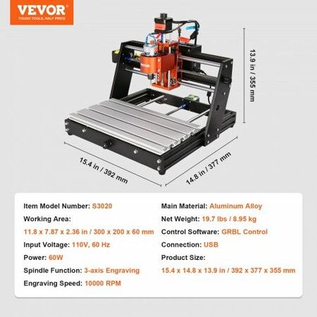 CNC Router Machine 120W 3 Axis GRBL Control Wood Engraving Milling Machine