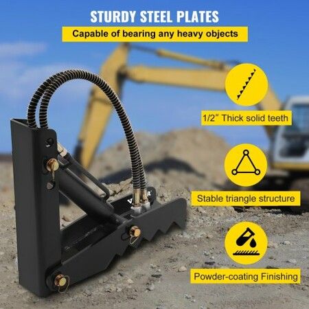 Hydraulic Backhoe Thumb 45.7cm 1.27cm Thickness Heavy Duty Excavator Thumb Black Steel Weld On Thumb Attachments with Hydraulic Cylinder Mechanical Hydraulic Thumb