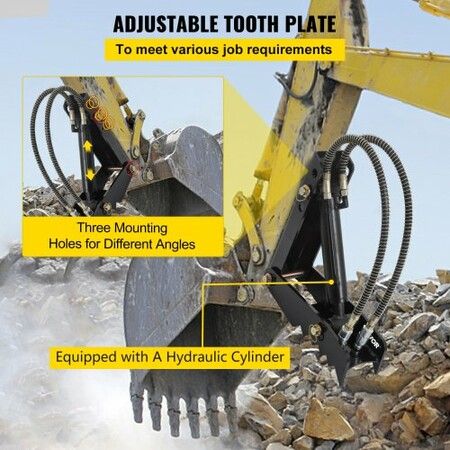 Hydraulic Backhoe Thumb 45.7cm 1.27cm Thickness Heavy Duty Excavator Thumb Black Steel Weld On Thumb Attachments with Hydraulic Cylinder Mechanical Hydraulic Thumb