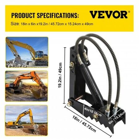 Hydraulic Backhoe Thumb 45.7cm 1.27cm Thickness Heavy Duty Excavator Thumb Black Steel Weld On Thumb Attachments with Hydraulic Cylinder Mechanical Hydraulic Thumb
