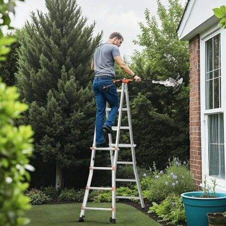Telescoping Ladder A Frame 16.7 FT Extension Multi-Function for Homework