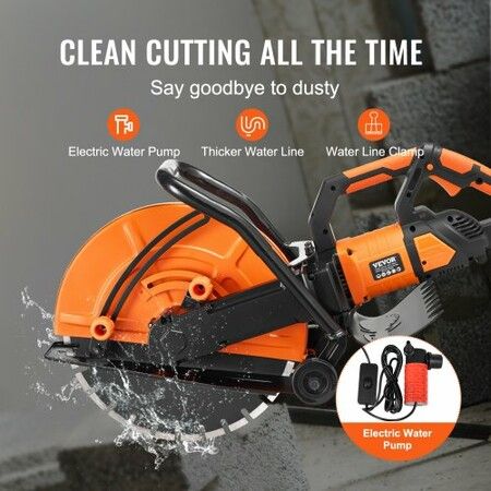 Electric Concrete Saw 16 in 2800 W 15 A Motor Circular Saw Cutter with Max. 6 in Adjustable Cutting Depth Wet Disk Saw Cutter