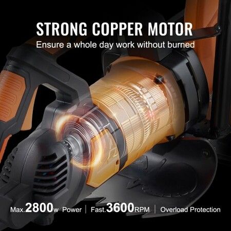 Electric Concrete Saw 16 in 2800 W 15 A Motor Circular Saw Cutter with Max. 6 in Adjustable Cutting Depth Wet Disk Saw Cutter