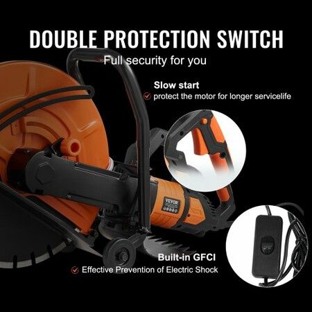 Electric Concrete Saw 16 in 2800 W 15 A Motor Circular Saw Cutter with Max. 6 in Adjustable Cutting Depth Wet Disk Saw Cutter