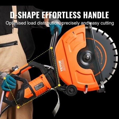 Electric Concrete Saw 16 in 2800 W 15 A Motor Circular Saw Cutter with Max. 6 in Adjustable Cutting Depth Wet Disk Saw Cutter