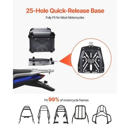 65L Motorcycle Top Case Universal Motorbike Tail Box with Leather Lining