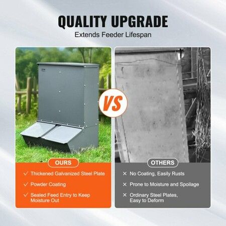 Hog Feeder 3.7 Bushel Metal Double Door Pig Feeder Feeding up to 8 Hogs
