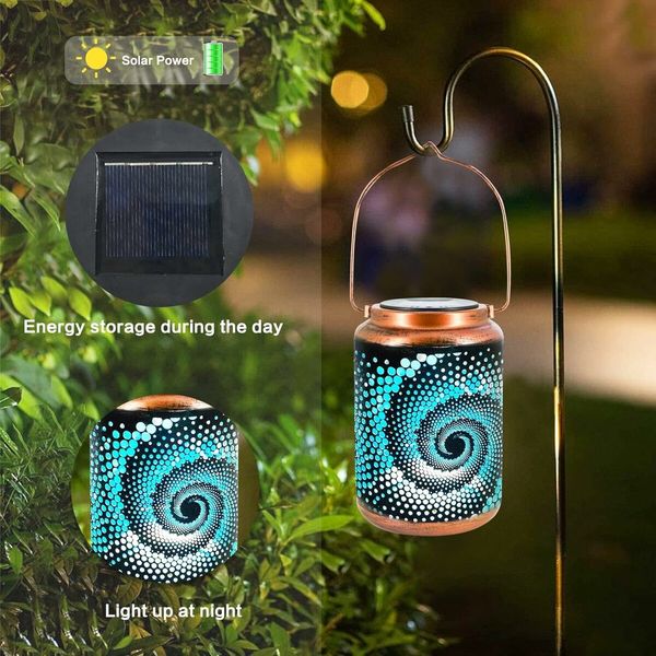 Mosaic Solar Lanterns Outdoor Bohemian Solar Lantern Outdoor Waterproof Blue Mosaic Table Light Turkish Moroccan Lamp