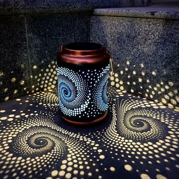 Mosaic Solar Lanterns Outdoor Bohemian Solar Lantern Outdoor Waterproof Blue Mosaic Table Light Turkish Moroccan Lamp