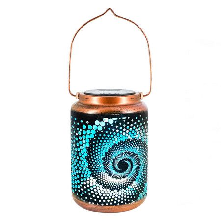 Mosaic Solar Lanterns Outdoor Bohemian Solar Lantern Outdoor Waterproof Blue Mosaic Table Light Turkish Moroccan Lamp