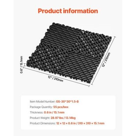 Interlocking Drainage Mat Modular Floor Tile 31 x 31 cm Drainage Cushion
