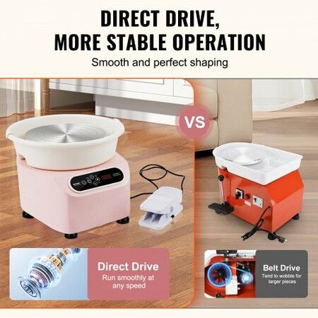 Pottery Wheel 11 inch Pottery Forming Machine 350W Electric Wheel for Pottery with Foot Pedal and LCD Touch Screen Direct Drive Ceramic Wheel