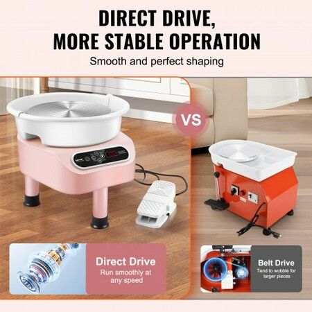 Pottery Wheel 10 inch Pottery Forming Machine 350W Electric Wheel for Pottery with Foot Pedal and LCD Touch Screen Direct Drive Ceramic Wheel