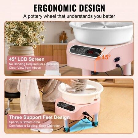 Pottery Wheel 10 inch Pottery Forming Machine 350W Electric Wheel for Pottery with Foot Pedal and LCD Touch Screen Direct Drive Ceramic Wheel