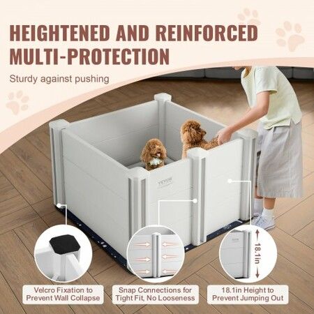 Dog Whelping Box 28.3x28.3x18.1in PVC with Rails Pee Pad for Dogs Puppies