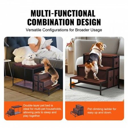 Pet Bunk Bed Dog/Cat Window Perch with Stairs Storage Medium Size