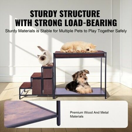 Pet Bunk Bed Dog/Cat Window Perch with Stairs Storage Medium Size