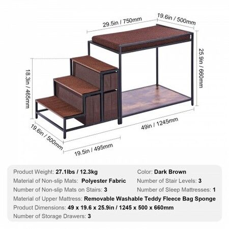 Pet Bunk Bed Dog/Cat Window Perch with Stairs Storage Medium Size