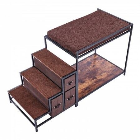 Pet Bunk Bed Dog/Cat Window Perch with Stairs Storage Medium Size