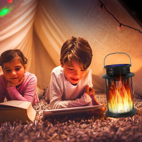 2Pcs Solar Lanterns Outdoor Waterproof, Flickering Flame Hanging Solar Lanterns Solar Powered Wireless Lantern Decorative Lighting
