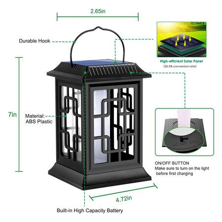 2Pcs Solar Lanterns Outdoor, Waterproof Hanging Solar Lanterns, Garden Lanterns Solar Powered Flame Lights LED Lanterns Lights for Patio Pathway Deck Yard