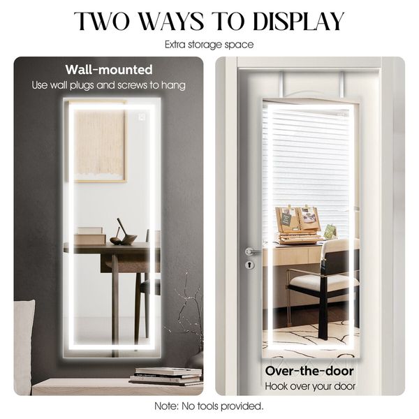 LUXSUITE LED Makeup Mirror Cabinet Armoire Jewellery Storage Full Length Lighted Vanity Dressing Door Wall Mounted Bedroom 3 Lighting Colours Lockable