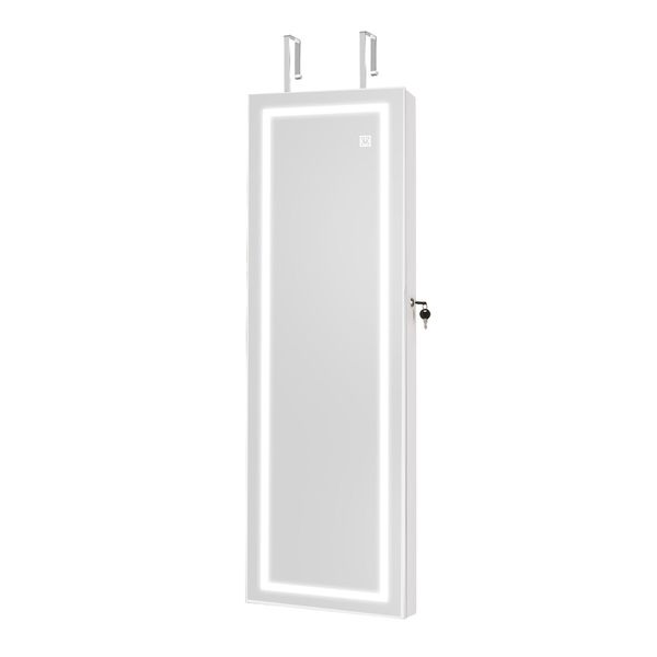 LUXSUITE LED Makeup Mirror Cabinet Armoire Jewellery Storage Full Length Lighted Vanity Dressing Door Wall Mounted Bedroom 3 Lighting Colours Lockable