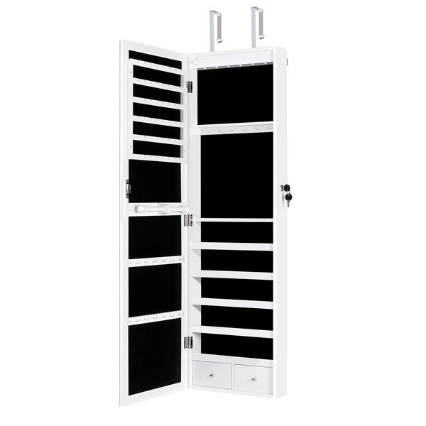 LUXSUITE LED Makeup Mirror Cabinet Armoire Jewellery Storage Full Length Lighted Vanity Dressing Door Wall Mounted Bedroom 3 Lighting Colours Lockable