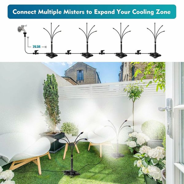 Standing Misters for Outside Patio, Portable Stand Misting System for Cooling Outdoor, Patio Cooling, Backyard, Porch, Sprinkler