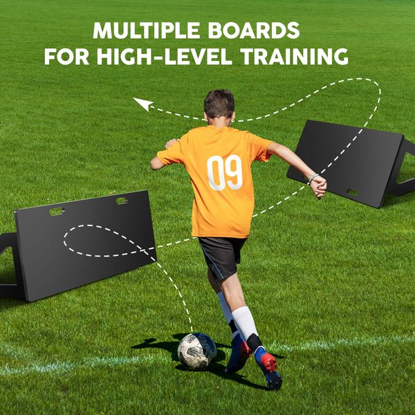 Soccer Ball Rebounder Board Kick Back Wall Sports Football Drills Training Aid Passing Shooting Practice Equipment Portable 2 Angles Rebound 100x42cm