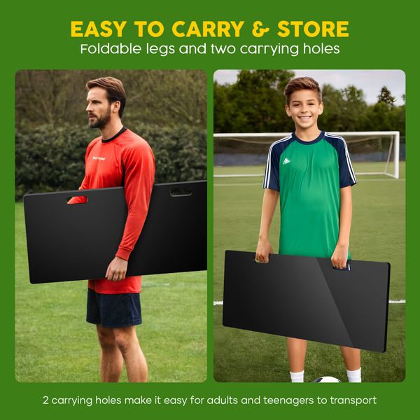 Soccer Ball Rebounder Board Kick Back Wall Sports Football Drills Training Aid Passing Shooting Practice Equipment Portable 2 Angles Rebound 100x42cm