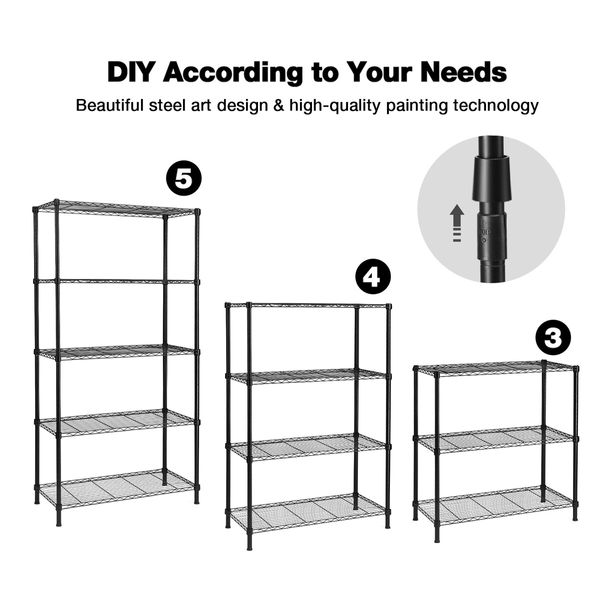 5 Tier Plant Stand Corner Flower Pot Shelf Metal Shelving Unit Bookshelf Storage Rack Tall Display Organizer Garden Planter Holder Heavy Duty Black