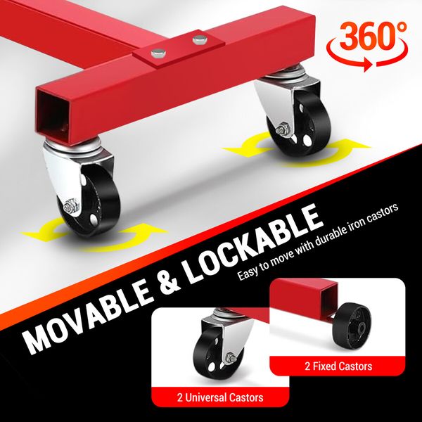 Heavy Duty Engine Stand Folding Automotive Motor Holder Hoist Car Rebuild Storage Support Steel Crane Workshop Repair Mount Dolly 450kg with Wheels