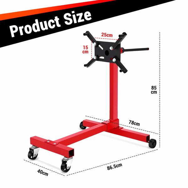 Heavy Duty Engine Stand Folding Automotive Motor Holder Hoist Car Rebuild Storage Support Steel Crane Workshop Repair Mount Dolly 450kg with Wheels