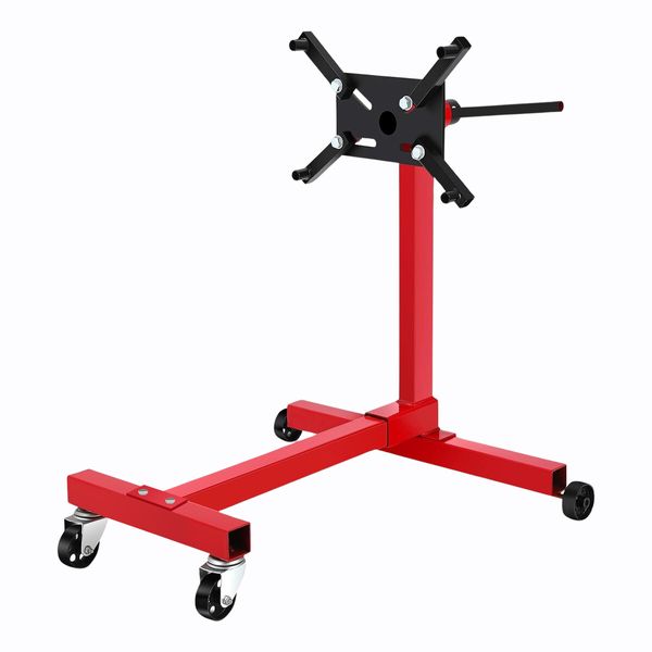 Heavy Duty Engine Stand Folding Automotive Motor Holder Hoist Car Rebuild Storage Support Steel Crane Workshop Repair Mount Dolly 450kg with Wheels