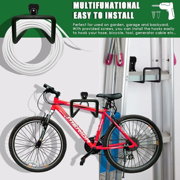 Hose Holder Wall Mount, Metal Garden Hose Holder - Heavy Duty Water Hose Holder, Hose Reel Holds Up to 150Ft, Durable Hooks for Garage Outside